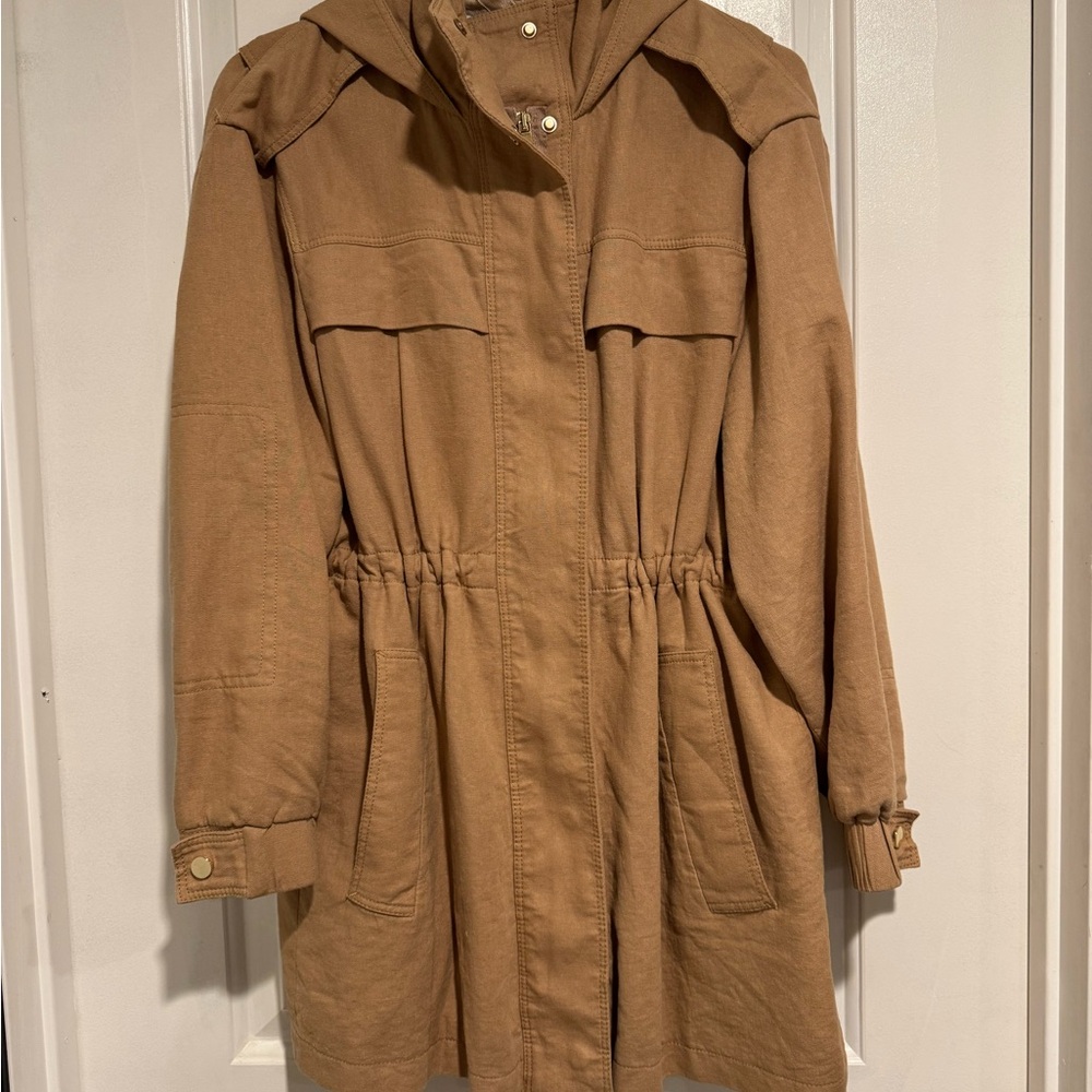 Zara Tan Hooded Trench coat Jacket